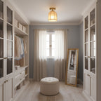 Modern Fabric Semi-Flush Mount Ceiling Light With Metallic Accent — Greenwich Home & Living