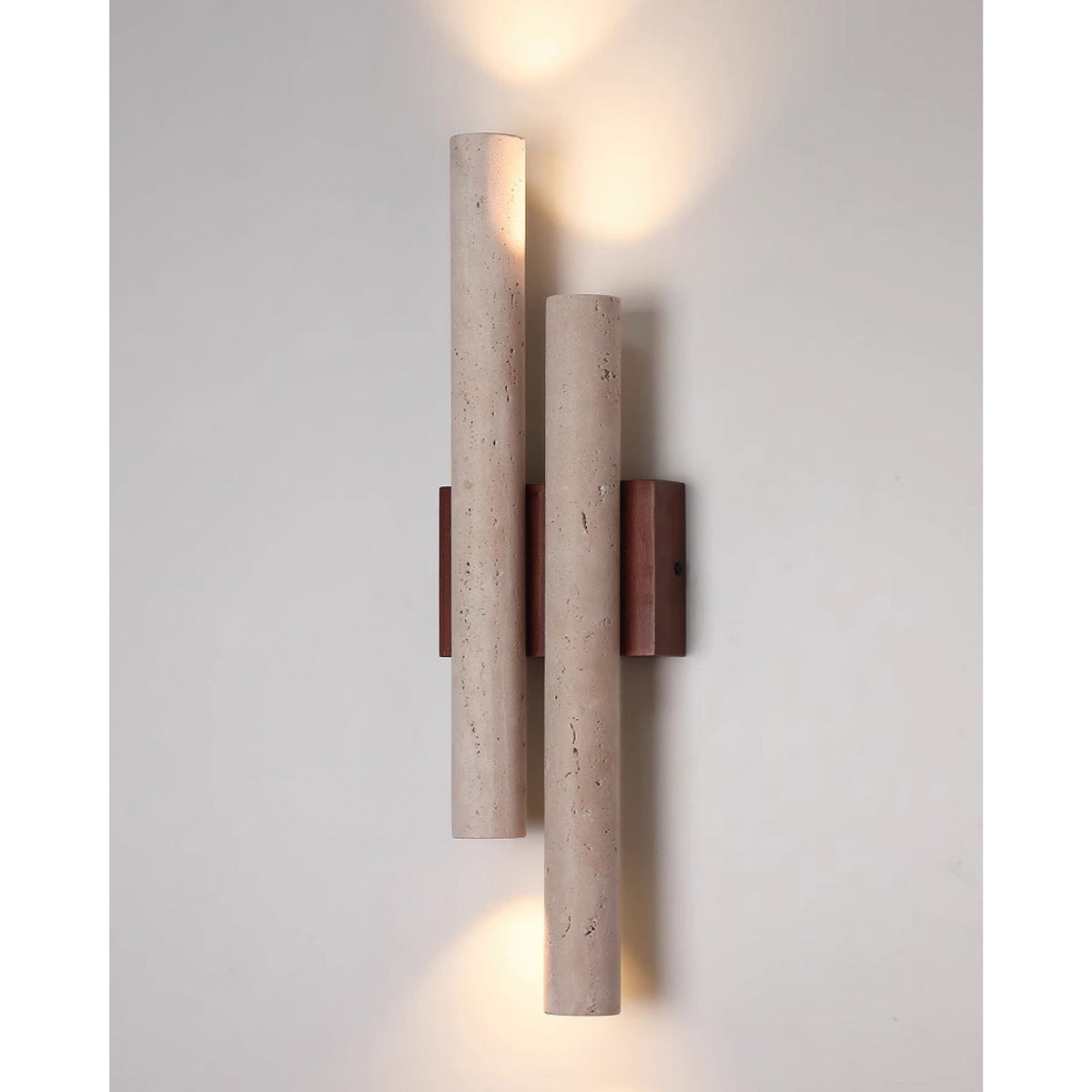 Modern Travertine Stone Wall Sconce With Warm LED Glow — Greenwich Home & Living