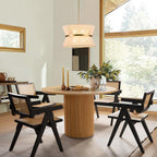 Modern Fabric Pendant Light With Tri-Color LED for Dining Room — Greenwich Home & Living