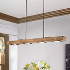 Rustic Wood Linear Pendant Light With Dimmable LED for Kitchen Island — Greenwich Home & Living