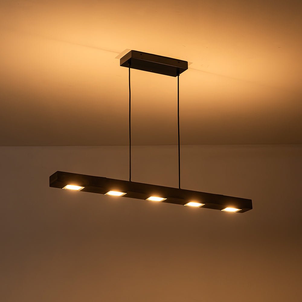 Rustic Wood Linear Pendant Light With Dimmable LED for Kitchen Island — Greenwich Home & Living